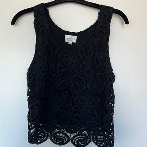 Miguelina Black Crop Top, Size S